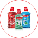 Colgate Mundspülungen Max White, Total 12H Schutz & Plax – für frischen Atem & umfassende Zahnhygiene. Link zu Colgate Markenseite/Mundspülung.